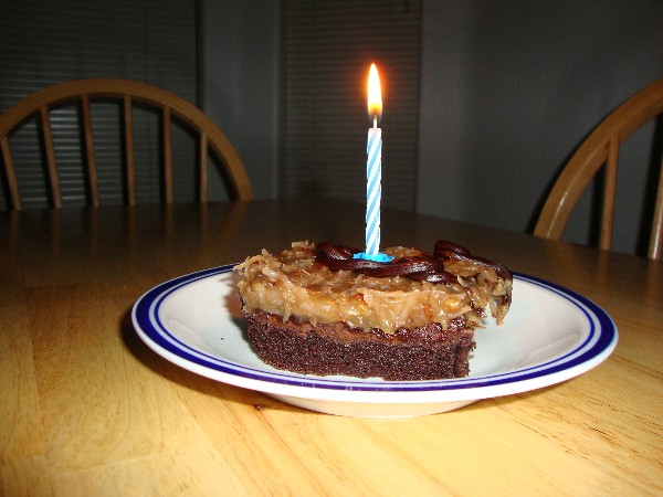 Brownie with one candle