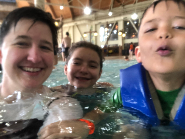 Selfie of the three of us in the water