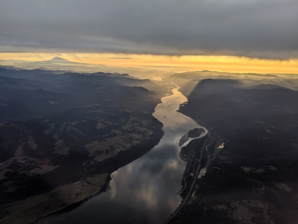 Beautiful shot of river with mountain in the background