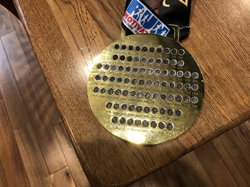 Back of medal with filled in circles